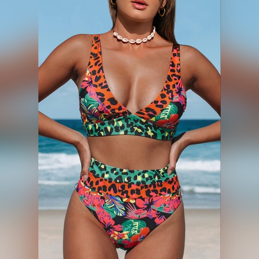 Hilinker Women's Leopard Bikini Swimsuits